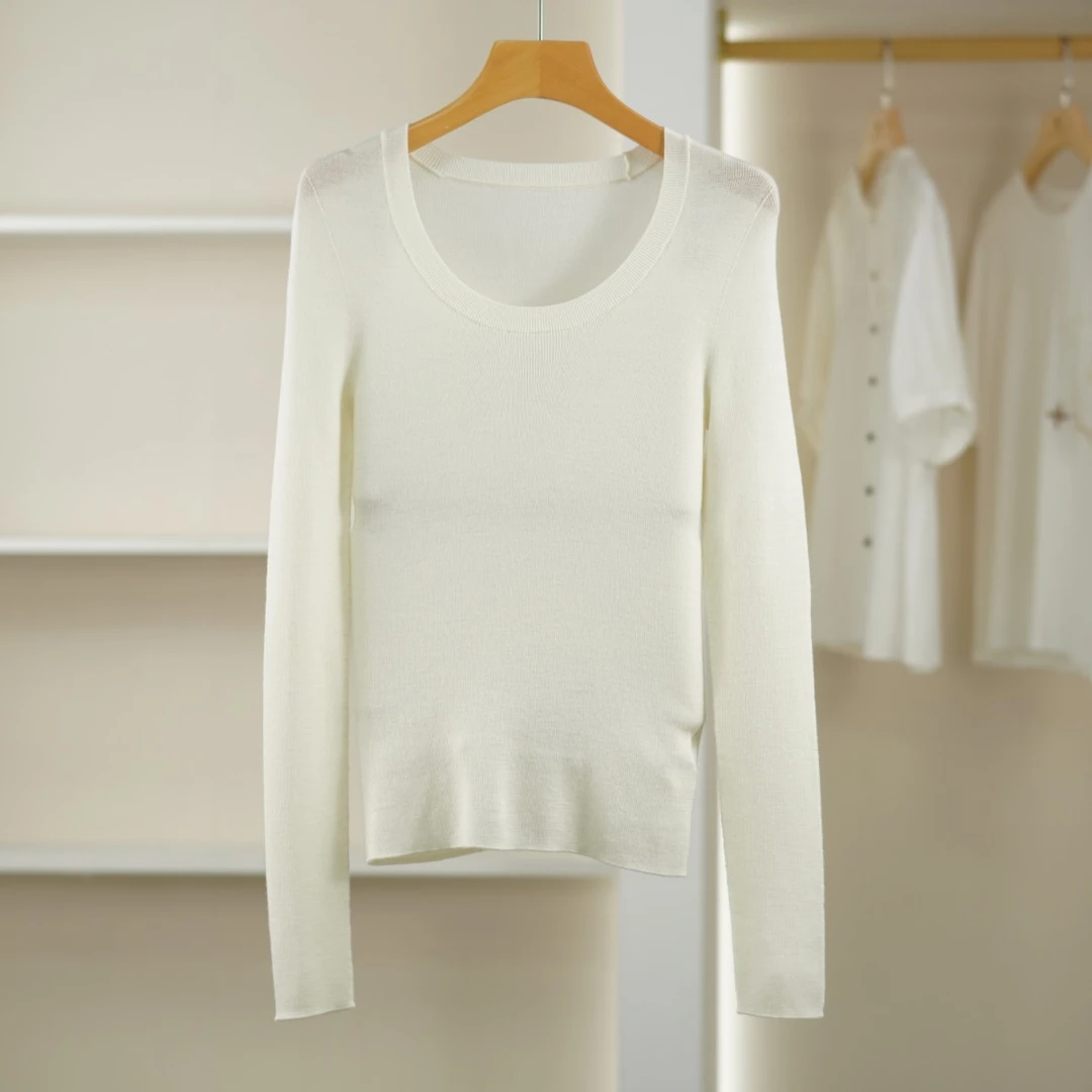 麦迪尚品 5050344 春季简约薄款大圆领针织上衣品牌撤柜女装