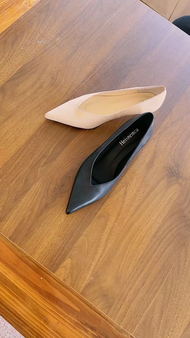 【素雅】欧洲站2025小众设计师极简法式尖头浅口真皮气质时尚单鞋