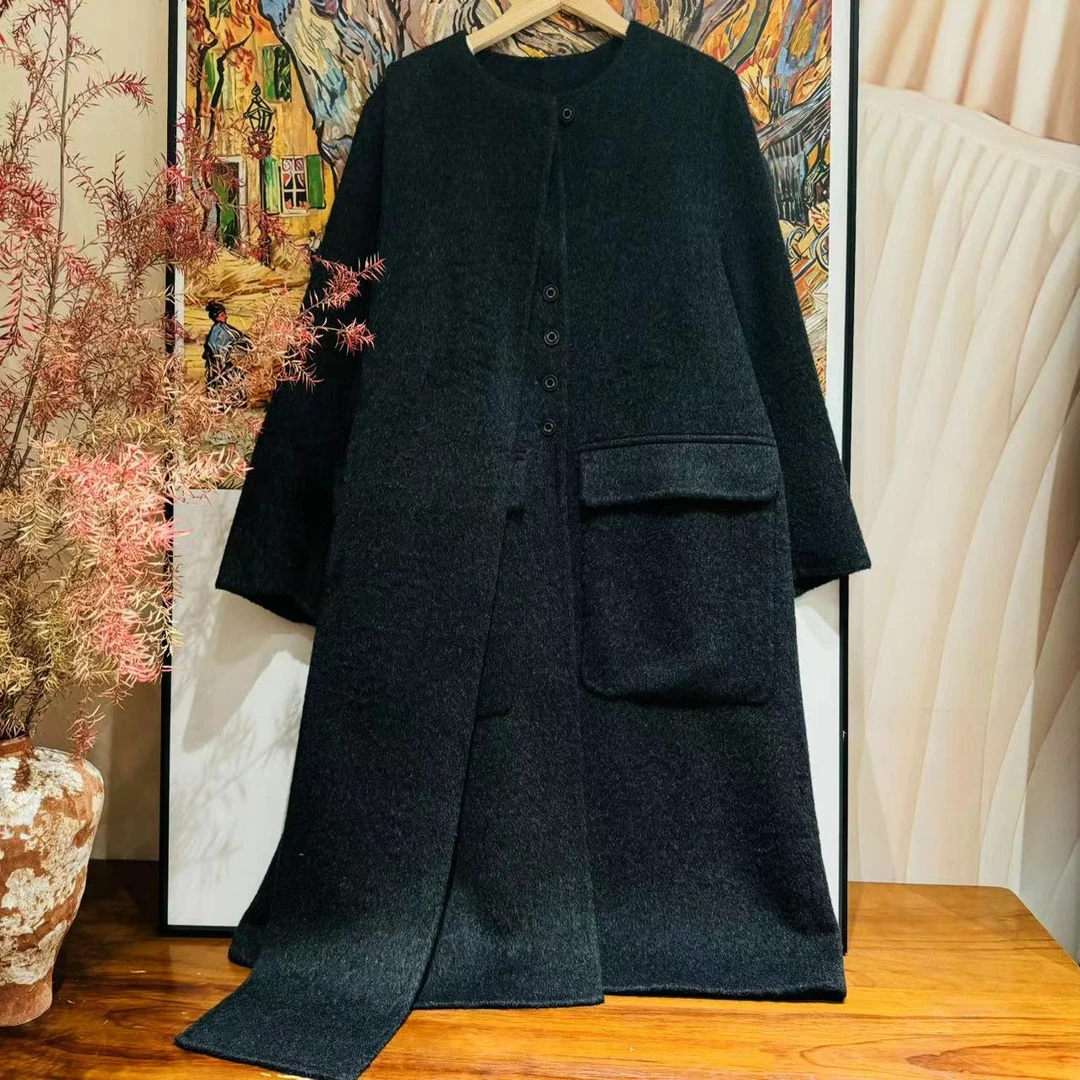 VV&AA  冬装新款气质时尚中长款阔版高定围巾呢子外套  DY3340