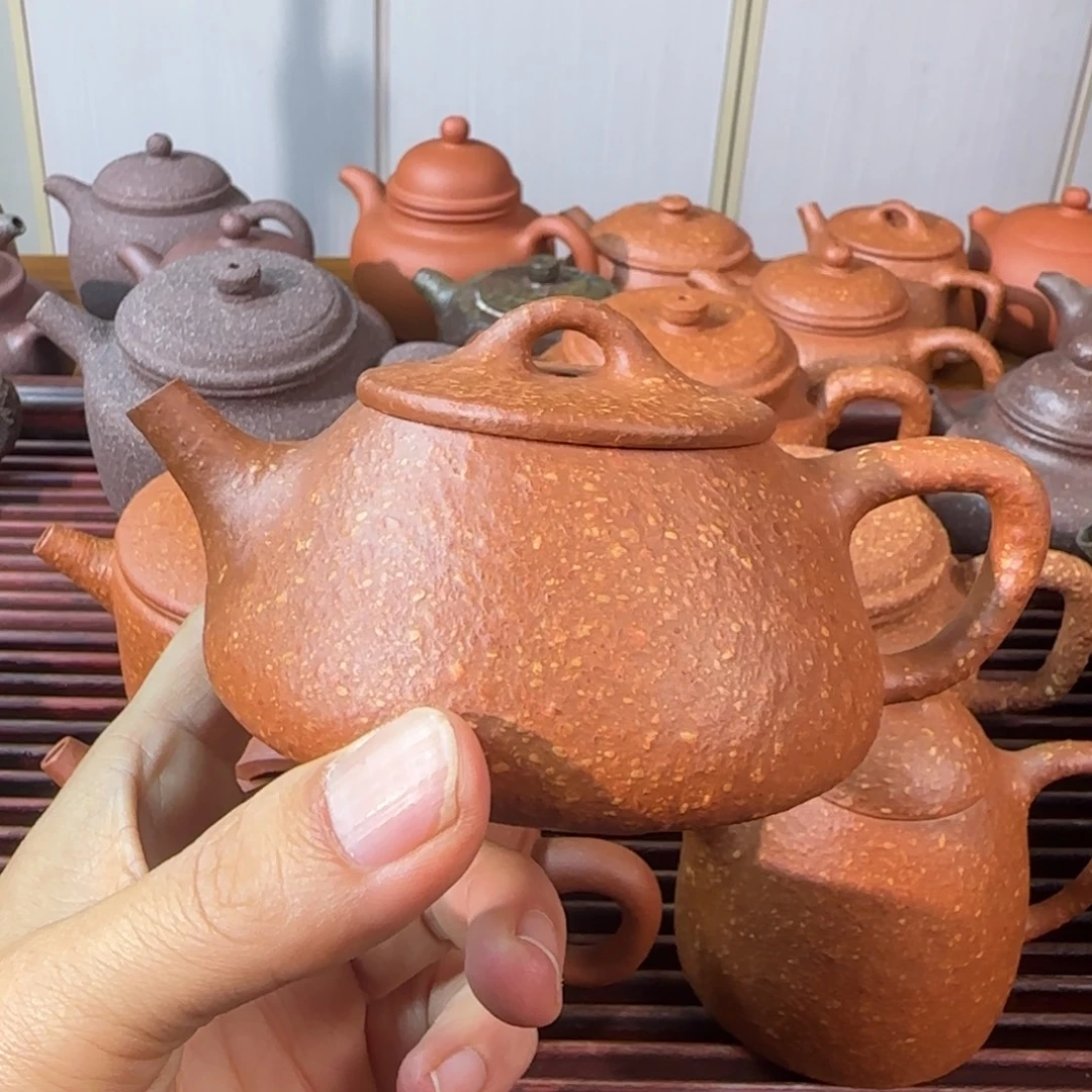 茶壶紫砂八目红降平盖石瓢170cc