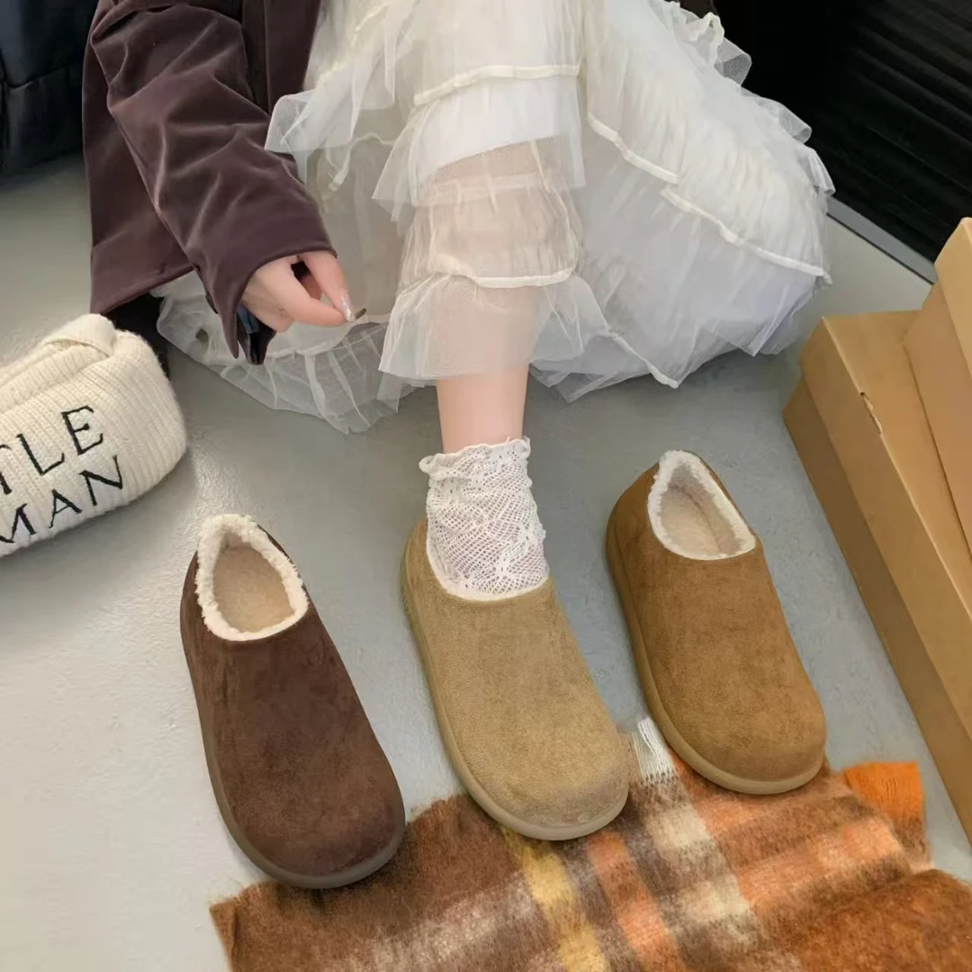 小土豆勃肯鞋女款2025新款冬季加绒加厚保暖一脚蹬雪地棉鞋子女鞋