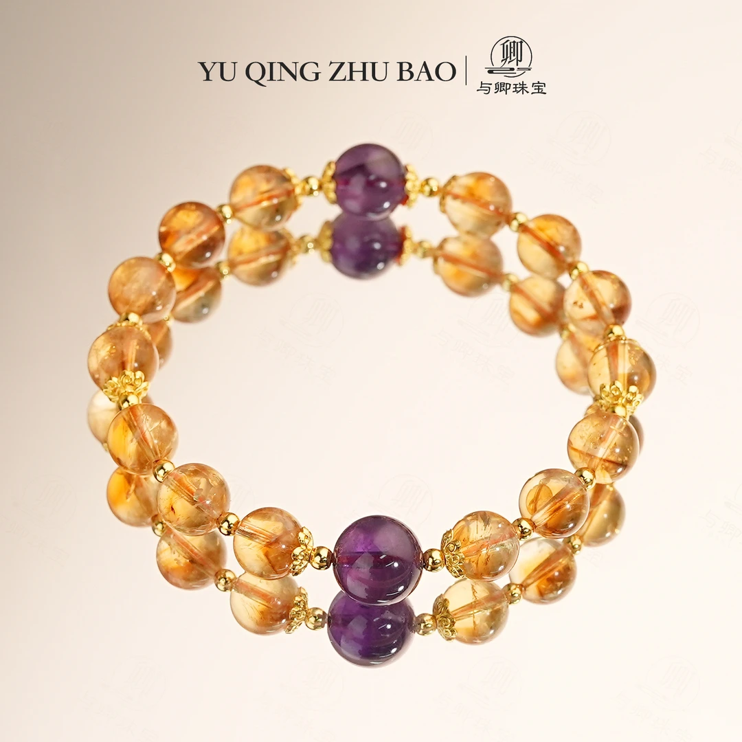 【粟满仓】与卿珠宝 8mm黄塔晶 10mm乌拉圭紫水晶