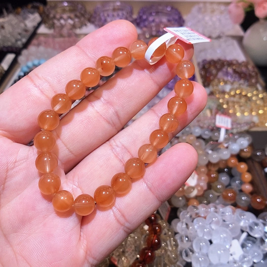未镶嵌手链水晶红兔毛7mm