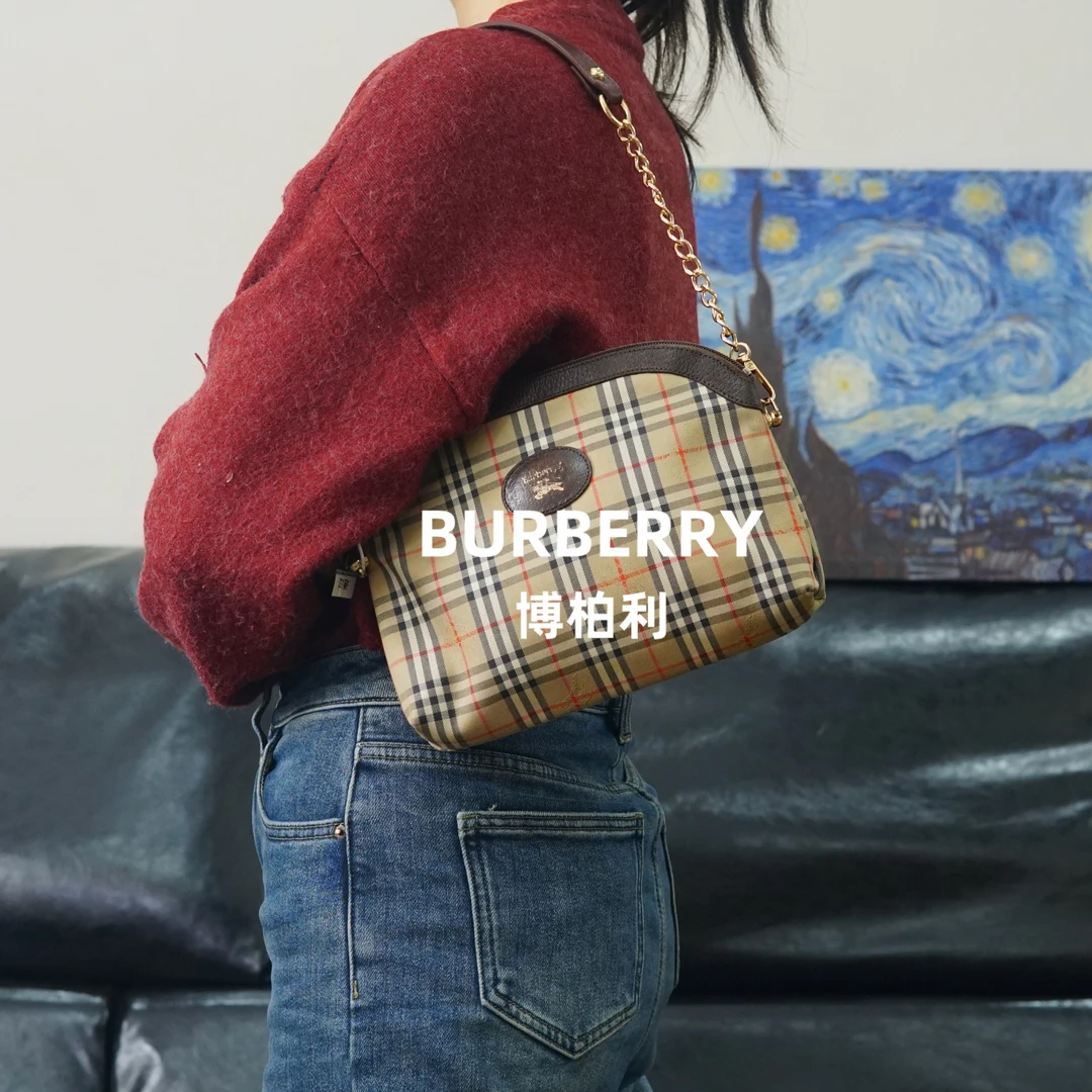 95新 BURBERRY/博柏利 巴宝莉/格纹单肩包/HD01506016/6016