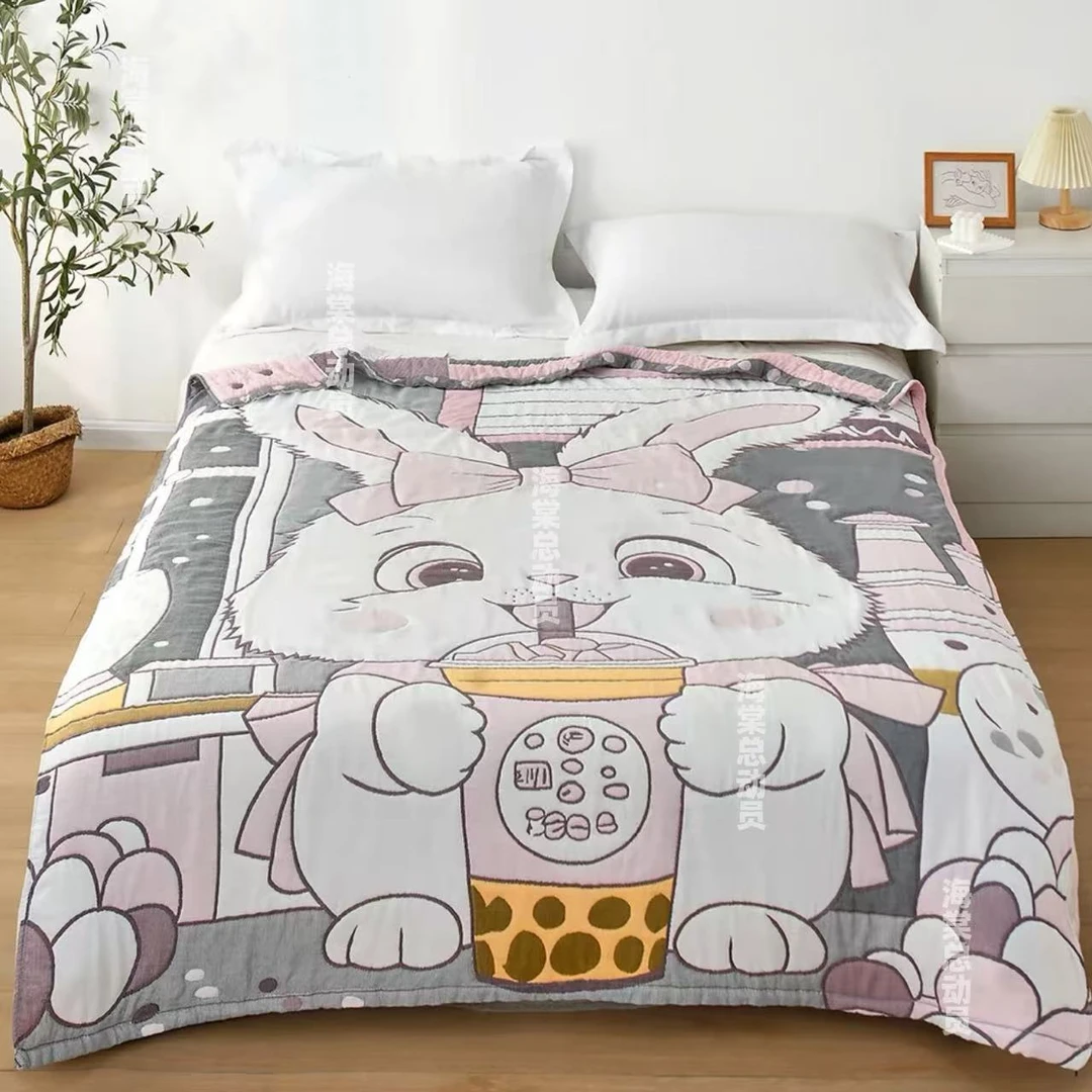 【奶茶兔】150*200cm 新疆棉A类 柔软亲肤卡通泡芙被