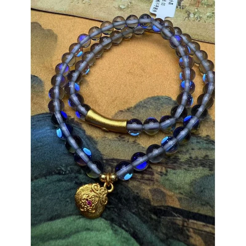 DL-1359-蓝月光双圈水晶+竹节福袋配饰