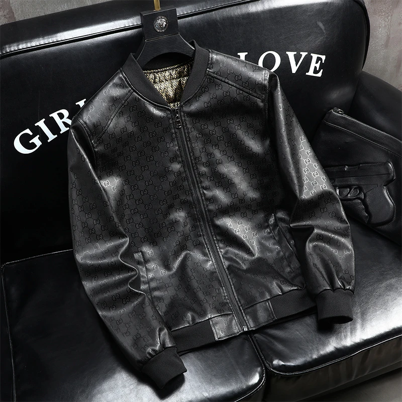 【八哥专属】DG杜嘉大牌撤柜正品男夹克外套黑金加绒石墨烯加热皮衣