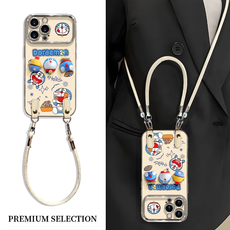 适用于苹果16华为/OPPO/vivo可爱哆啦手机壳简约卡通流行创意女款