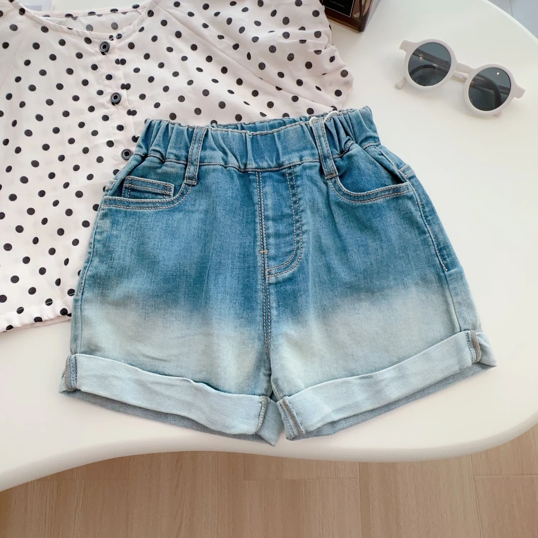 2025夏季新款韩版时髦宽松渐变简约百搭短裤 H-19456男女童短裤