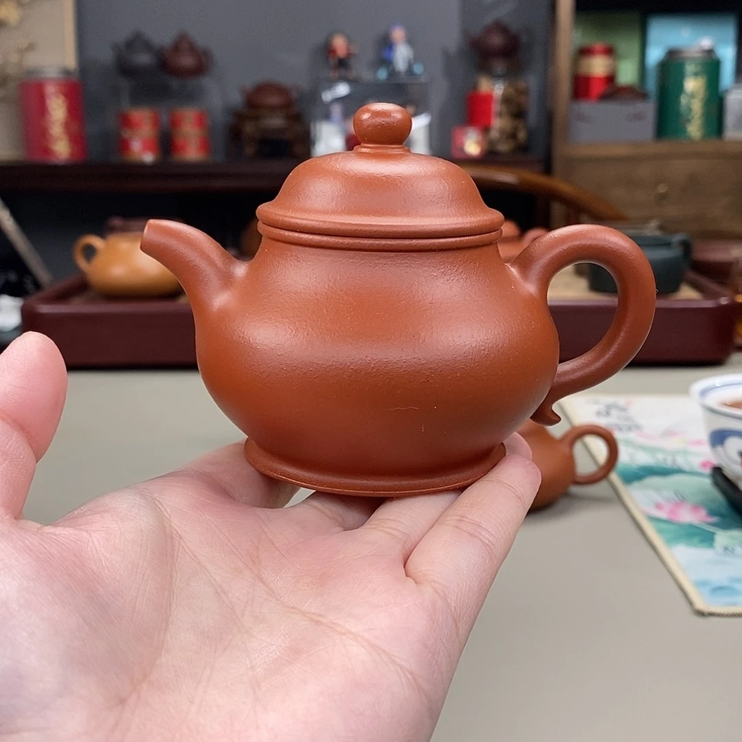 茶壶紫砂生砂朱泥潘壶半手140cc