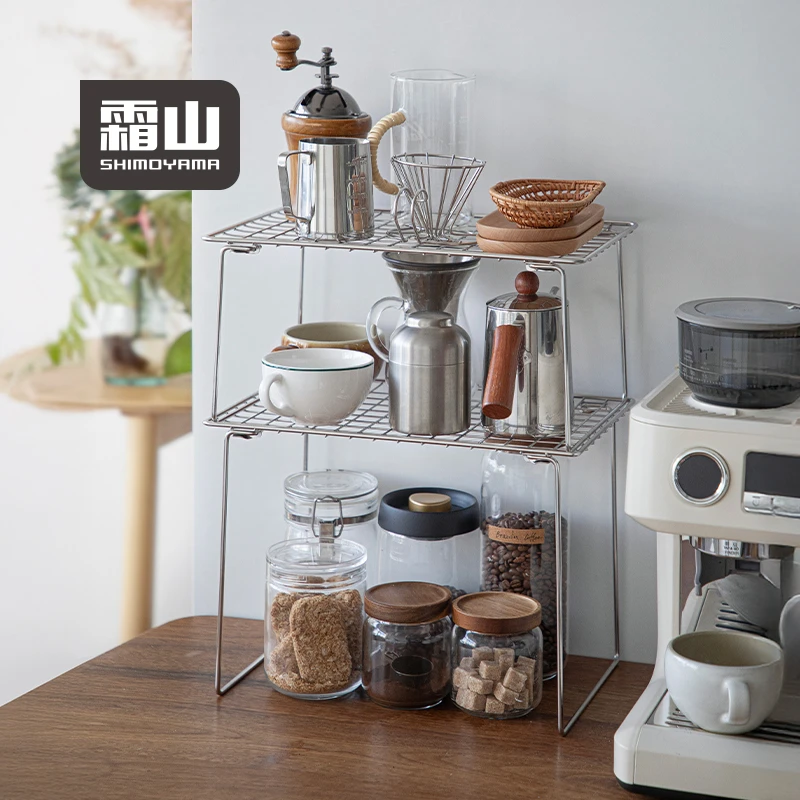 霜山304不锈钢下水槽置物架厨房可折叠锅架储物架台面分层收纳架