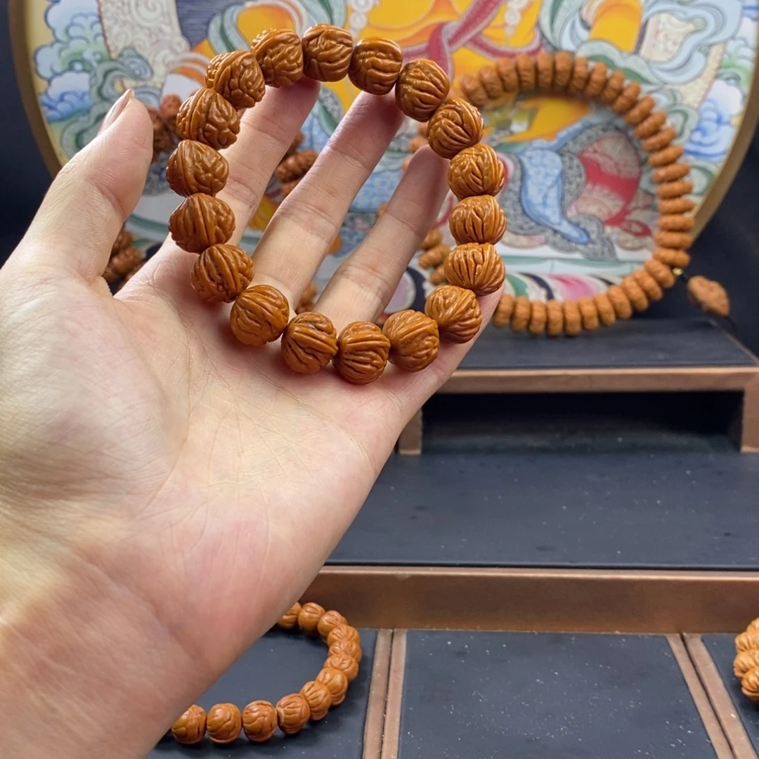 桃核手串龙纹桃核红魔