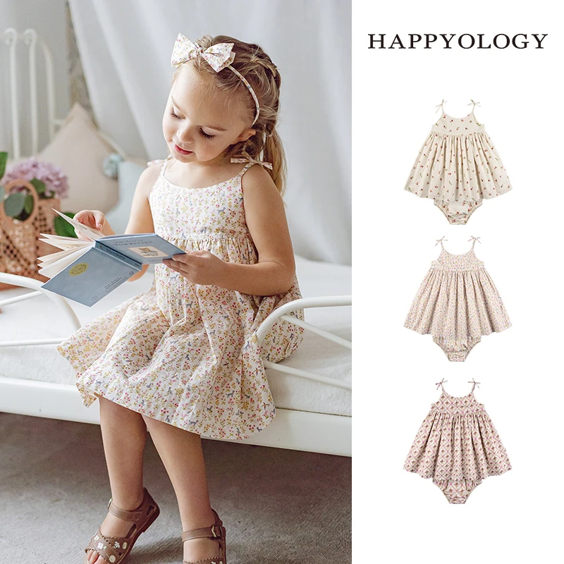 Happyology英国儿童吊带连衣裙女童春夏洋裙子装碎花女宝新品套装
