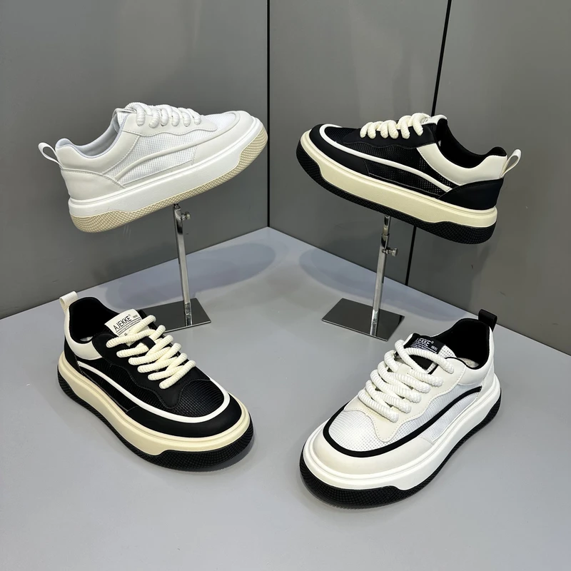 KRY潮牌男款2025春夏时尚百搭透气软底厚底增高舒适运动休闲鞋