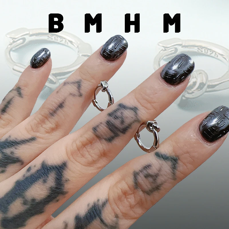 BMHM 铜合金耳饰 925银针扭结耳环打结耳扣圈圈圆形耳钉复古气质