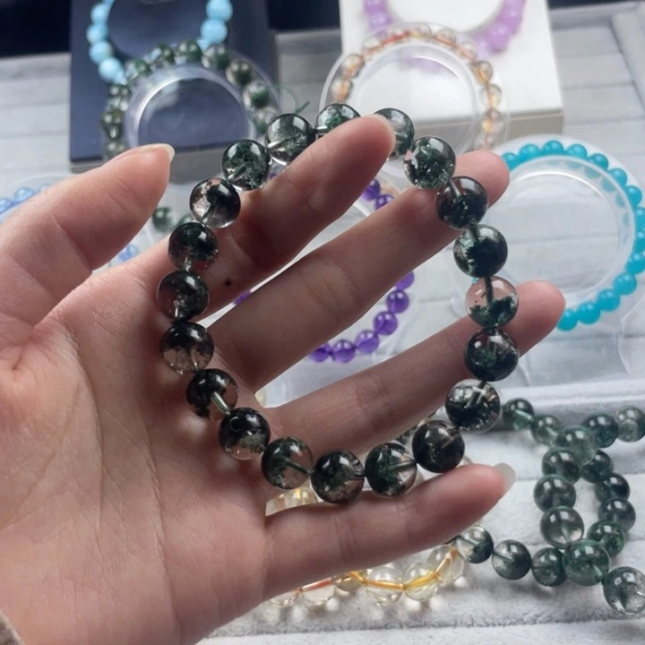 水晶圆珠未镶嵌绿幽灵10mm手串