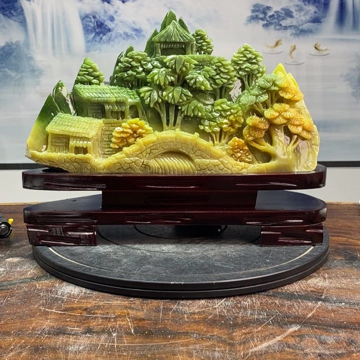 发***。石材岫岩玉山水摆件