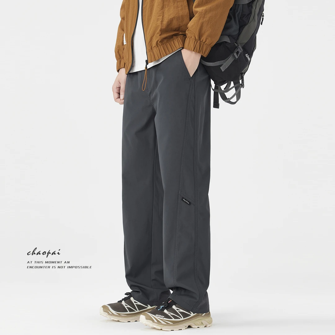 美式潮牌户外登山冲锋裤男2025秋冬新款百搭宽松直筒运动休闲裤子