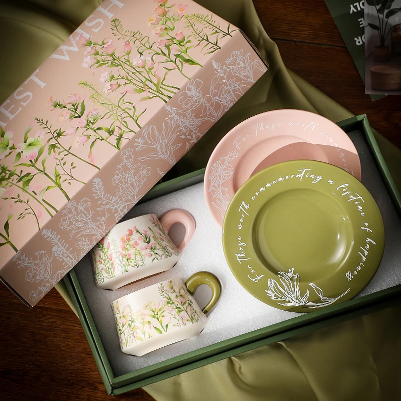 漫时光法式风铃百合咖啡杯子套装陶瓷高级感轻奢情侣礼品新婚礼物