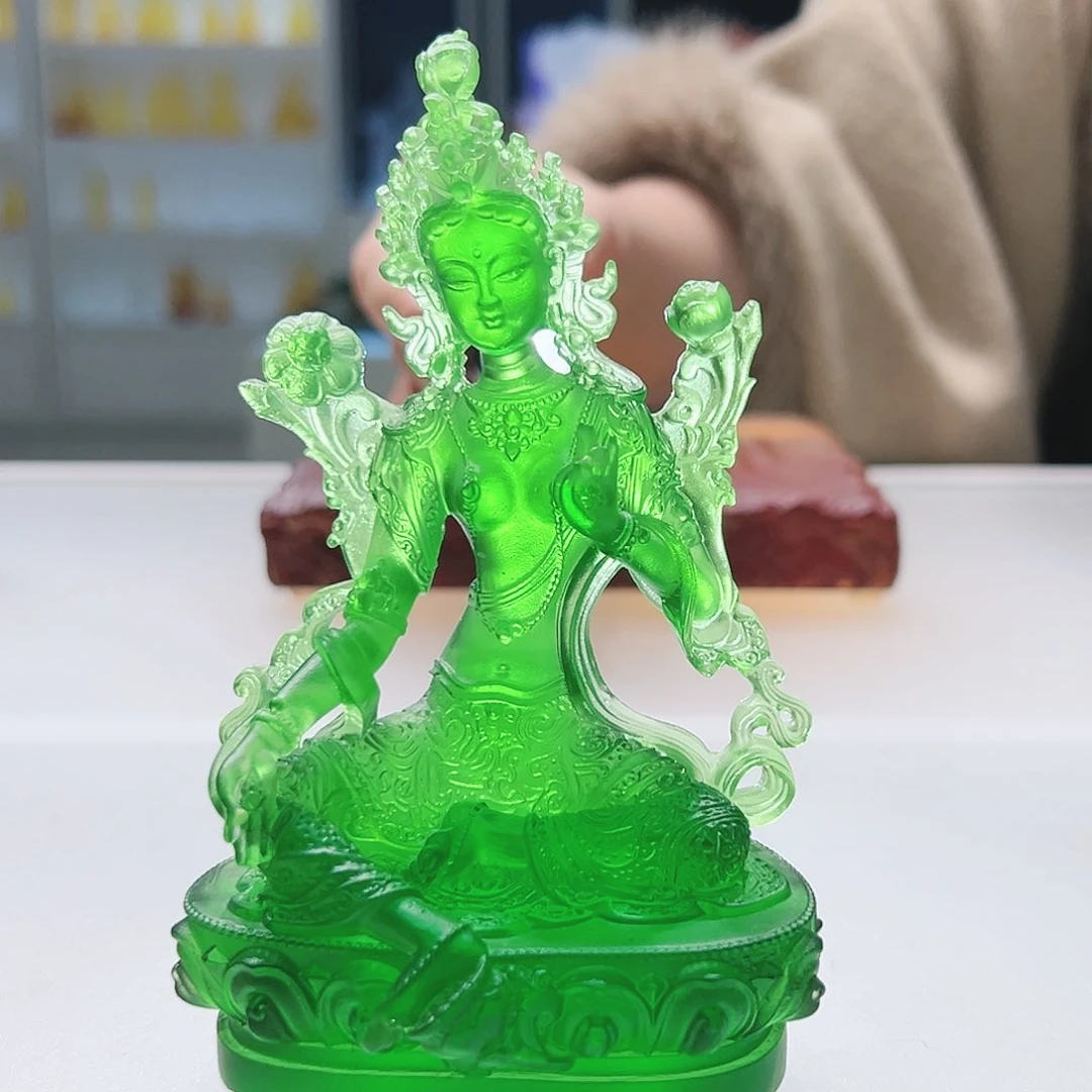 【闪购商品】手工艺品琉璃越**好绿度母 12cm