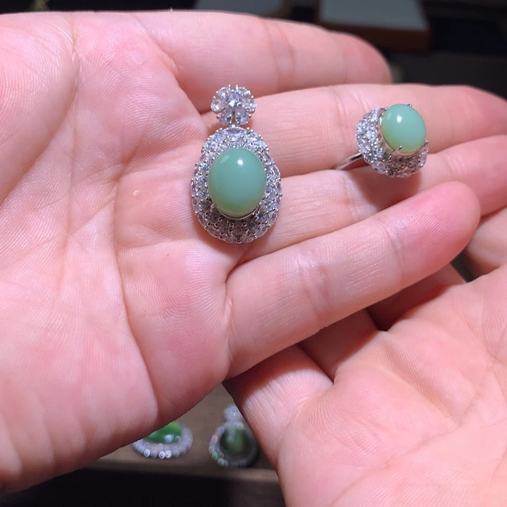 和田玉（碧玉）银S925镶嵌颈饰