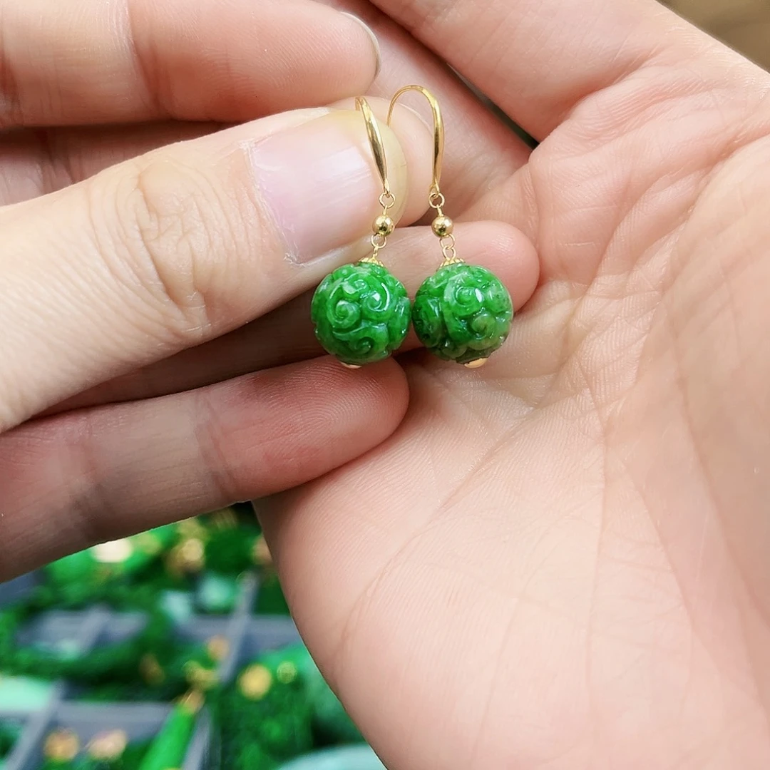 翡翠耳饰18K金镶嵌耳饰