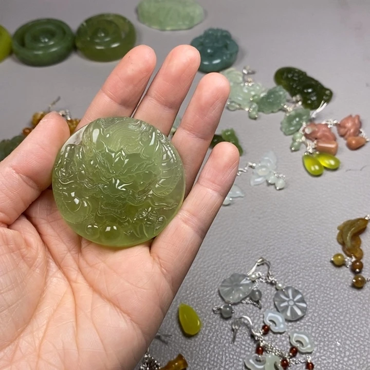 蛇纹石玉未镶嵌挂件耳饰耳环项链