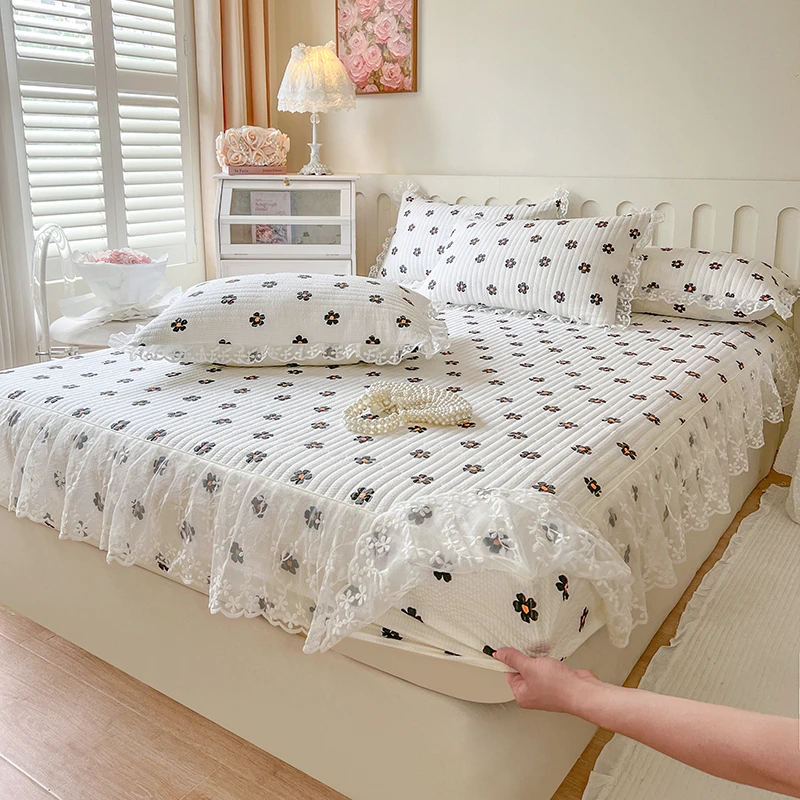 2025新款公主风床笠小清新花边夹棉床笠床垫保护套防滑家用床垫套