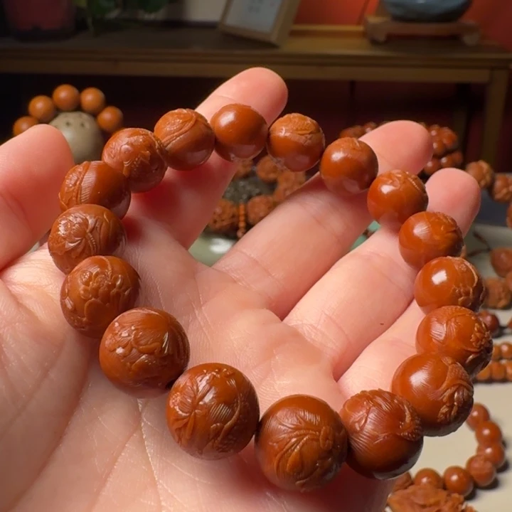 橄榄核手串/手链手工荷花鱼1.2铁核