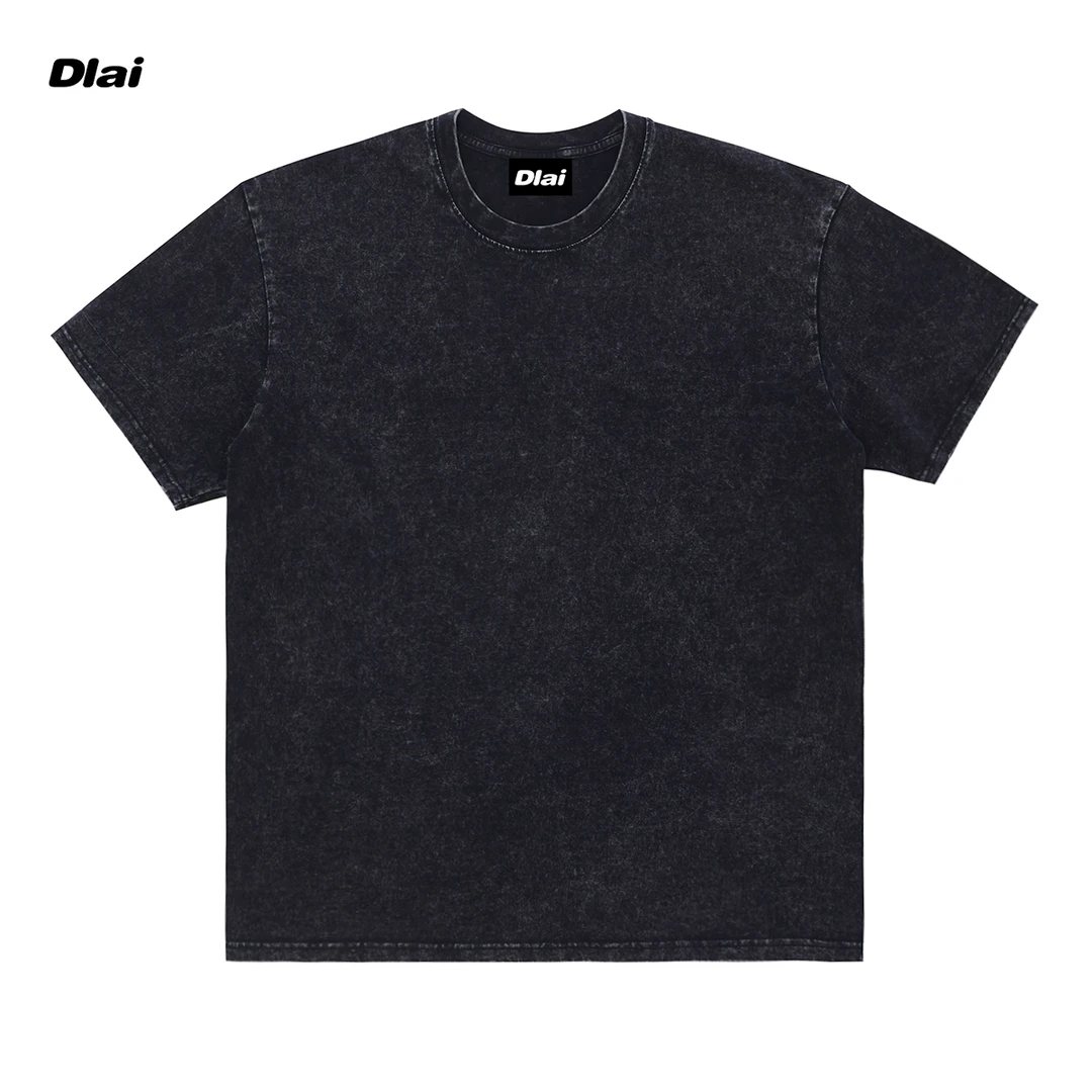 黑标DLAI（洗水纯色）国潮重磅纯棉男女同款t恤短袖25年春夏新款