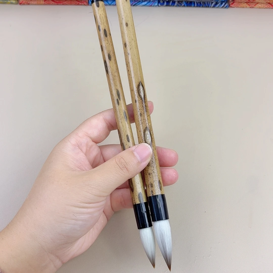 湘妃竹大小两只高货毛笔