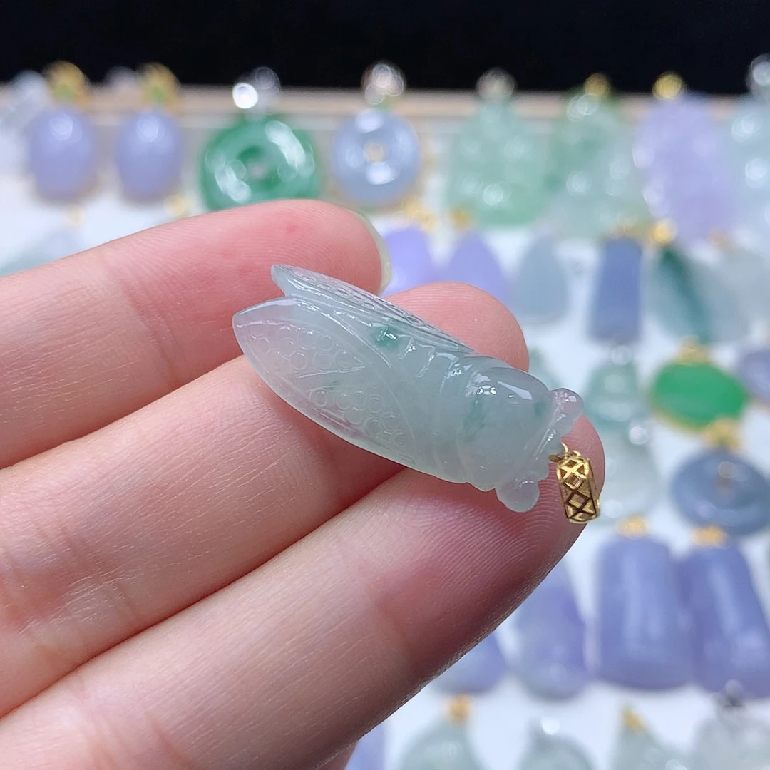 颈饰18K金镶嵌翡翠翡翠