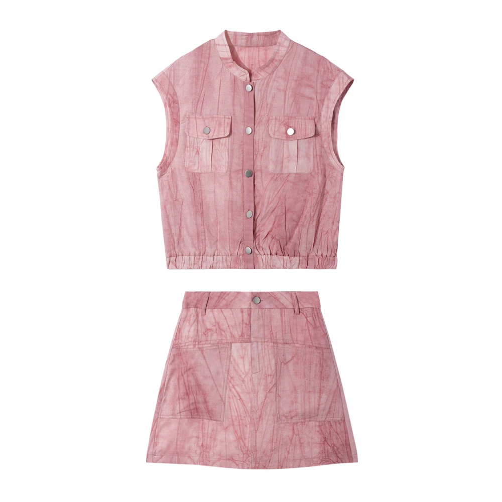 10002复古休闲做旧马甲短裤套装JJ