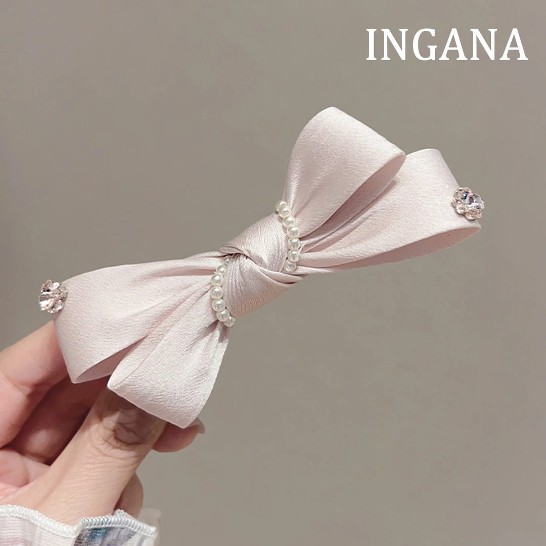 简约气质轻奢加仑粉色蝴蝶结发夹后脑勺弹簧夹马尾夹顶夹横夹钢夹