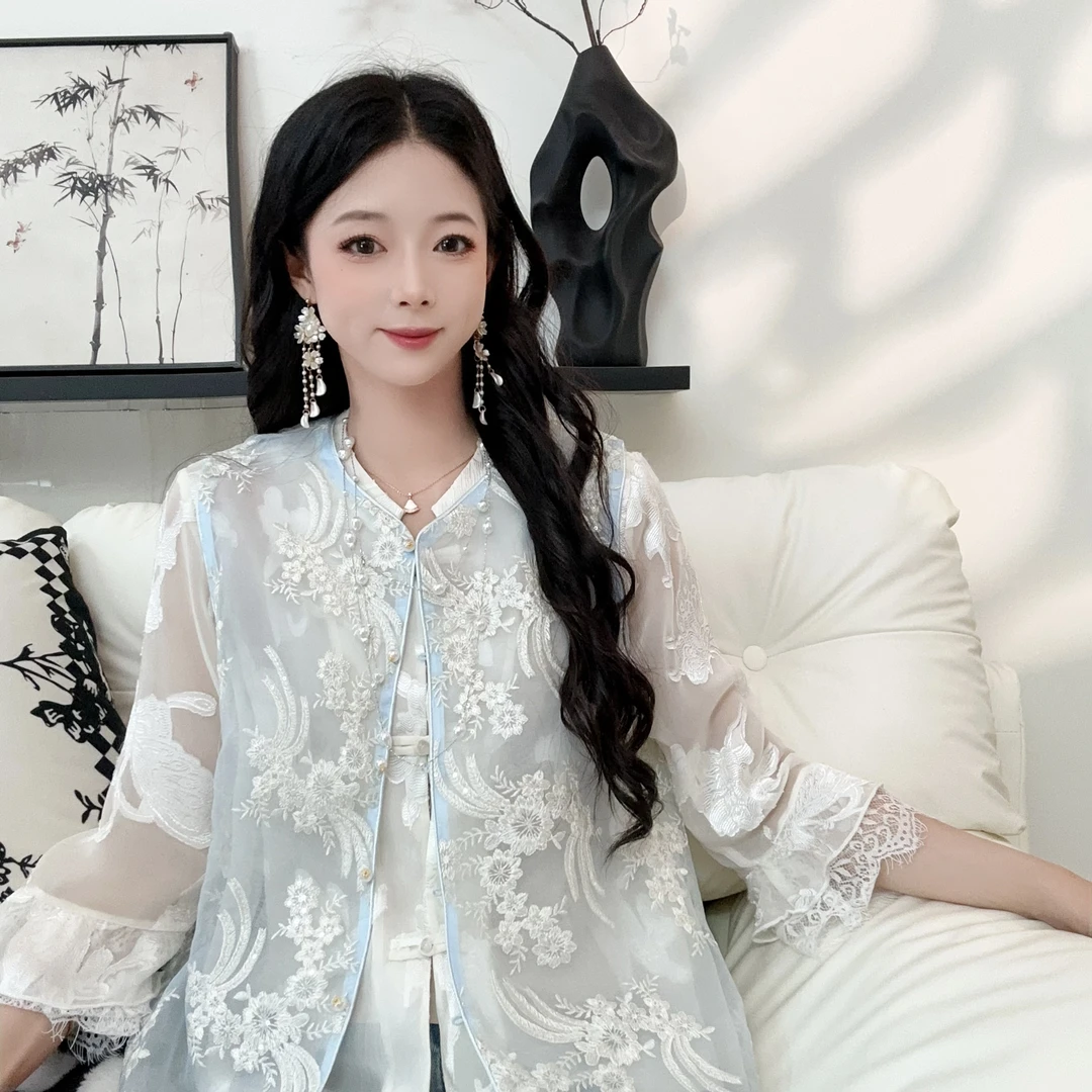 【海棠】新中式轻柔纱设计感刺绣马甲