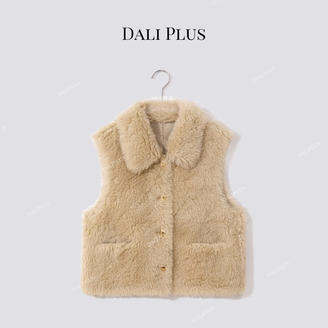 DALI PLUS100绵羊毛 枫叶黄马甲皮草外套-D5MM2988