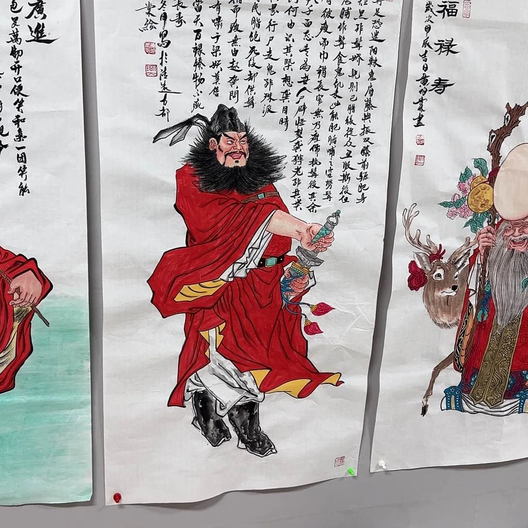 国画剑**心尺寸70X138手绘作品