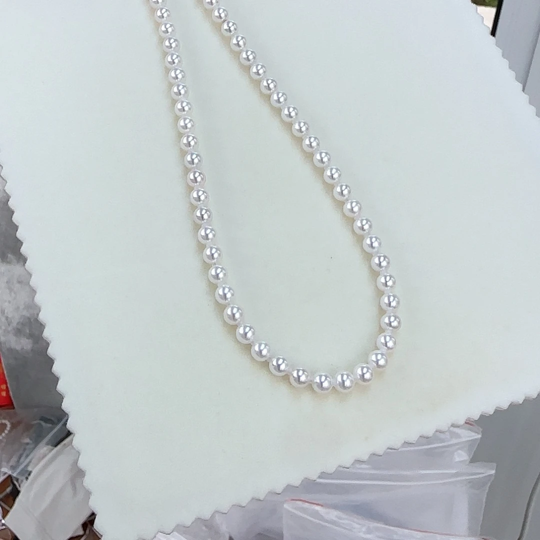 淡水珍珠银S925镶嵌颈饰6点位正圆无暇白亮