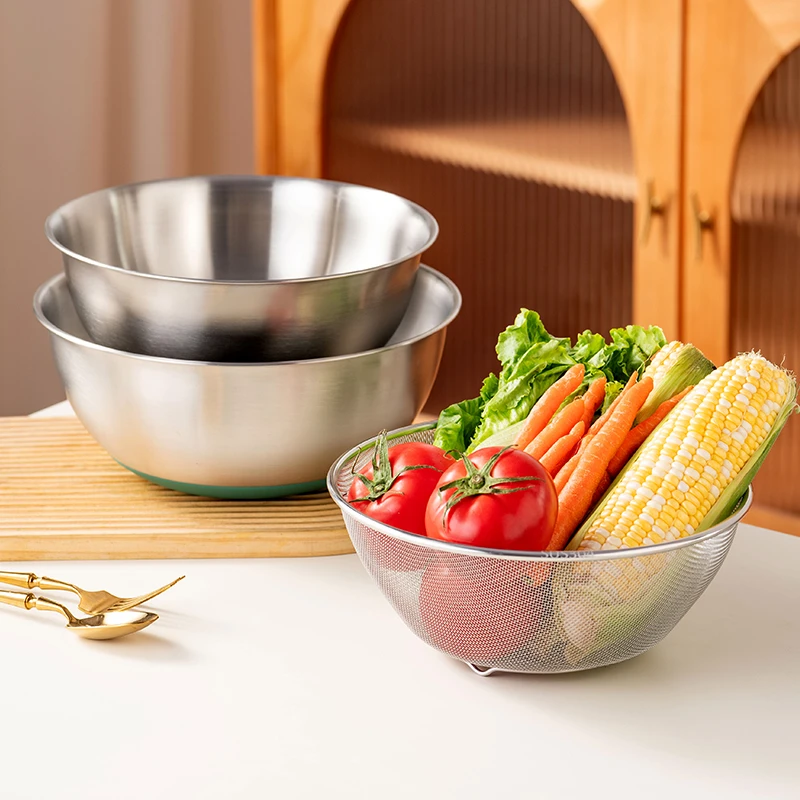 onlycook多功能304不锈钢盆家用洗菜沥水篮厨房烘焙打蛋和面大盆