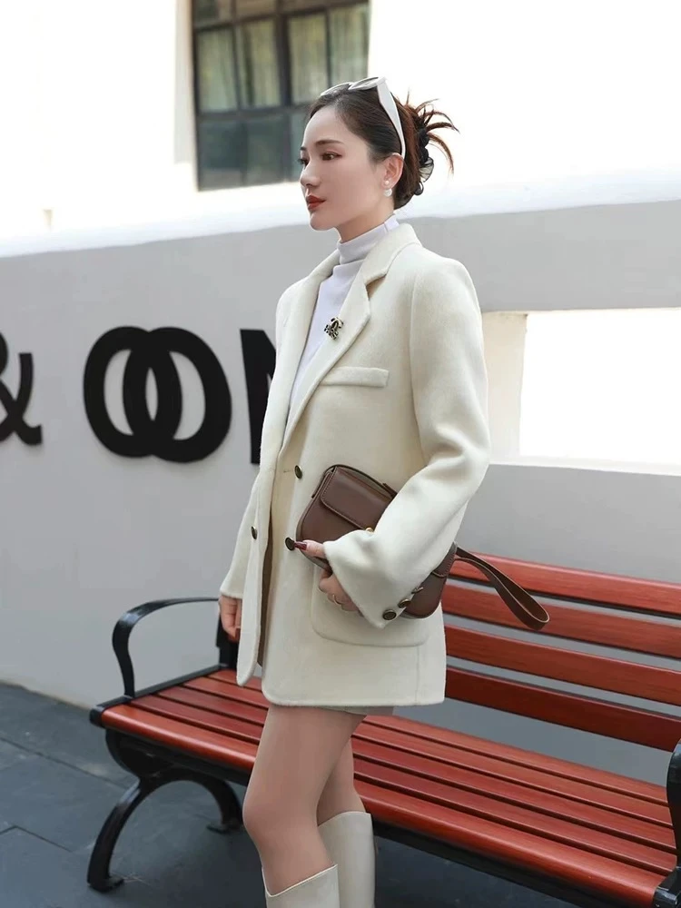 双面羊毛春装新款女装百搭休闲洋气百搭休闲洋气百搭西服外套女