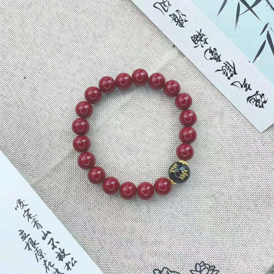 含辰砂工艺品10MM辰砂朱砂守护神珠文玩手串 MTX-0137