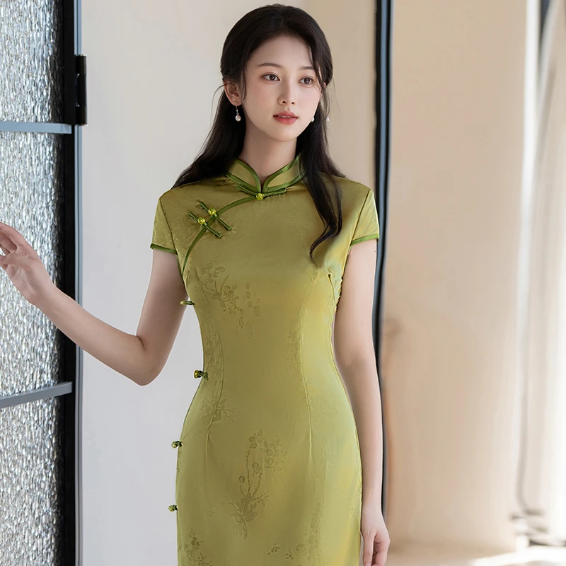 新中式旗袍高端日常可穿2025夏季气质礼服老上海素雅国风改良长裙