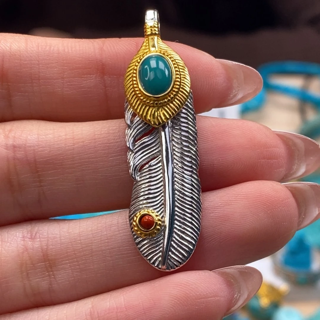 银S925镶嵌绿松石挂件