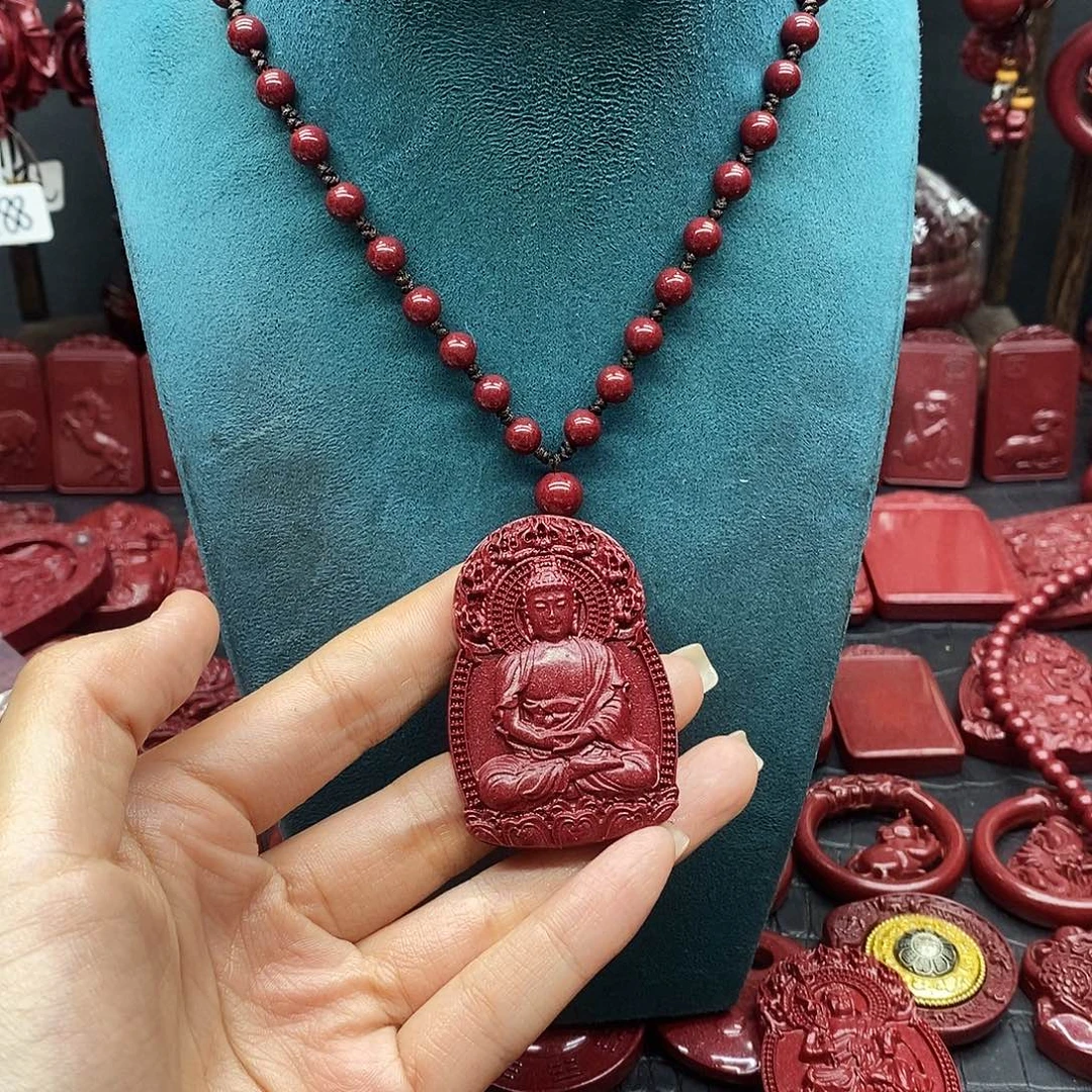 ⊆***⊇天然辰砂半珠链6mm➕火焰纹本命羊