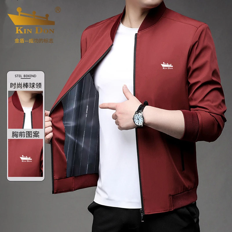 金盾春秋季新款男士户外运动棒球领夹克时尚休闲商务上衣外套