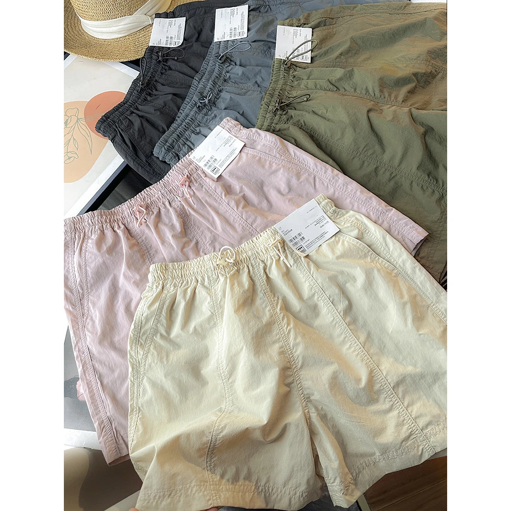 2025夏季新款韩版松紧腰抽绳工装运动薄款短裤吸汗速干休闲裤女