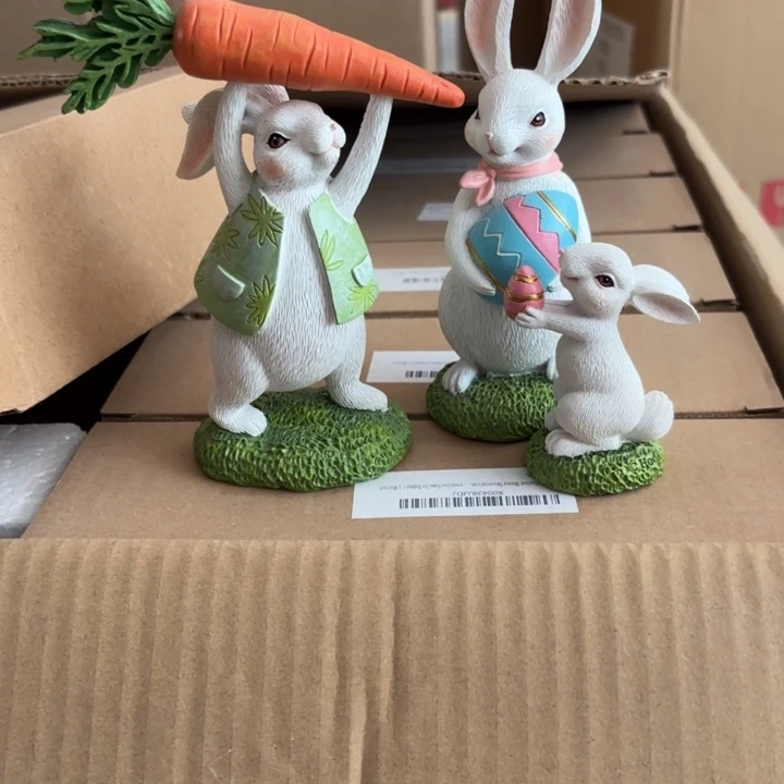 摆件样品样品兔子一家三个