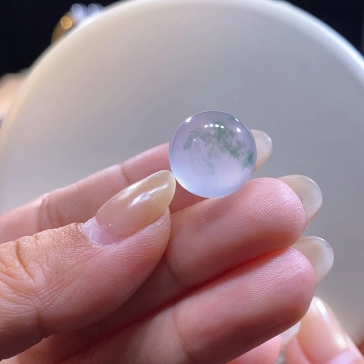 翡翠未镶嵌颈饰翡翠高冰飘花珠卡15.8