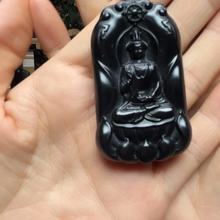 和田玉(墨玉)未镶嵌吊坠(赠链)观音牌