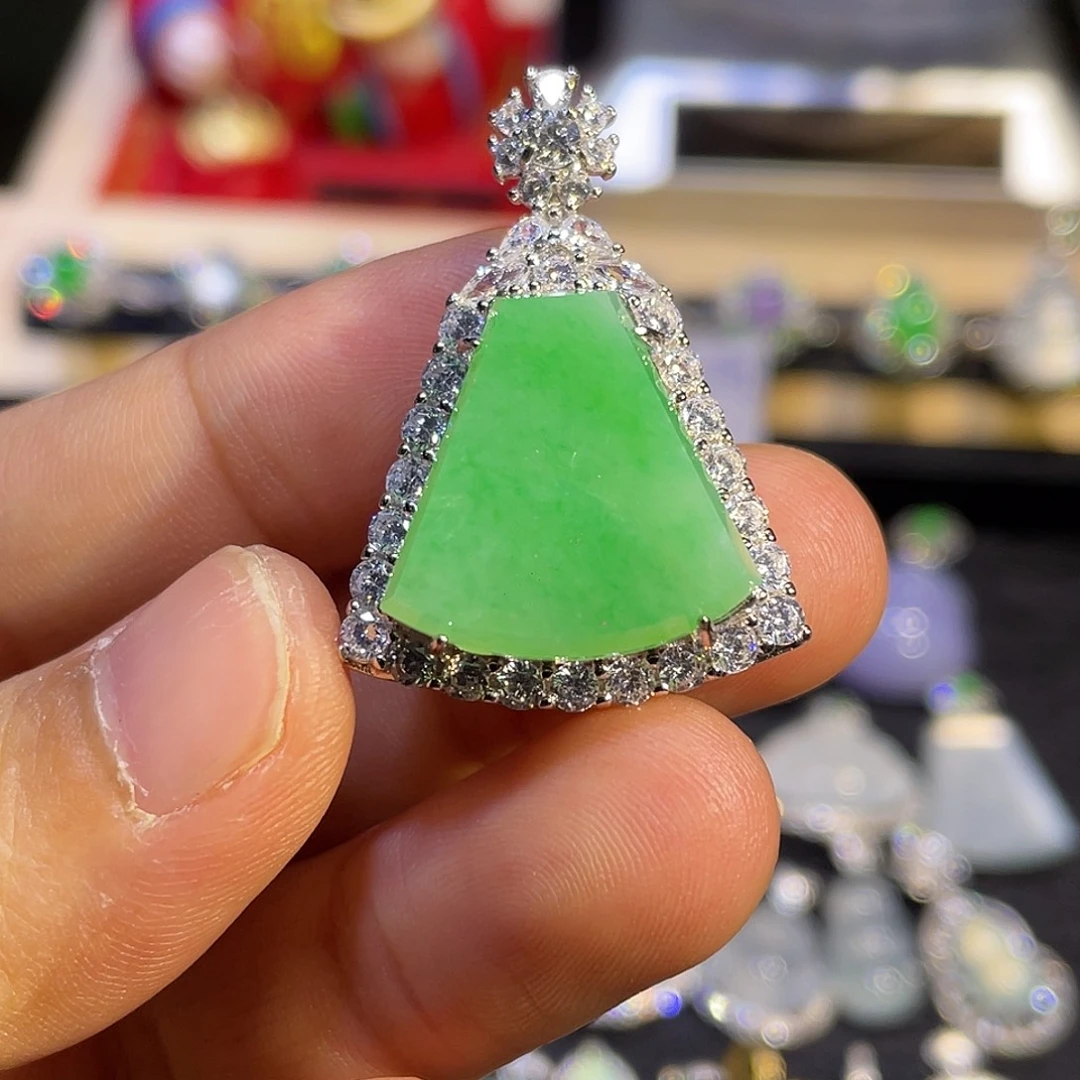 翡翠银S925镶嵌吊坠(不含链)